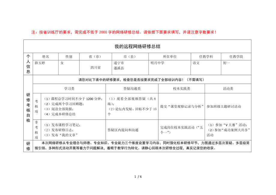 x玉四川国培研修总结模版_第1页