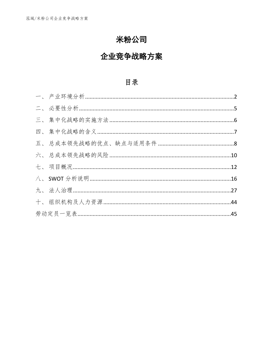 米粉公司企业竞争战略方案_参考_第1页