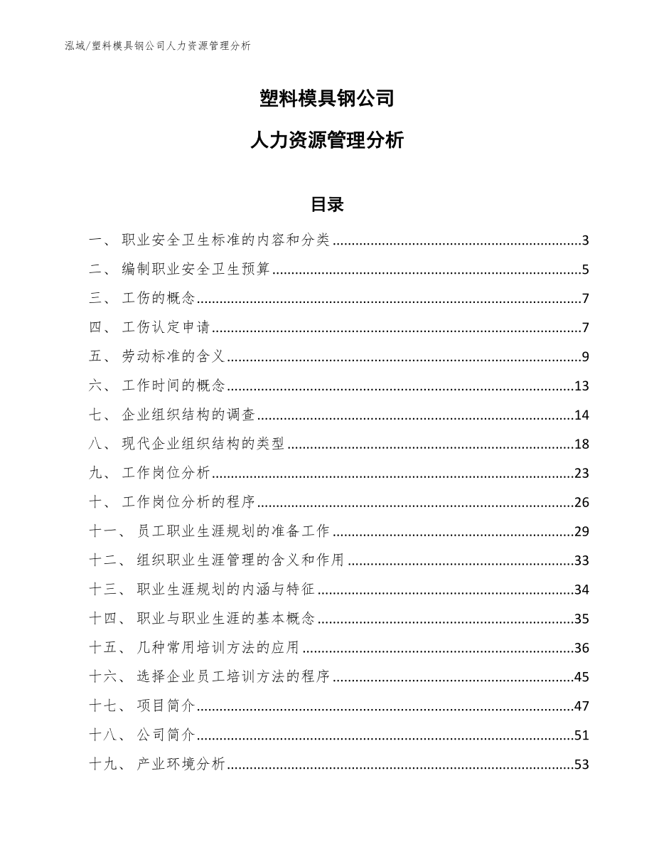 塑料模具钢公司人力资源管理分析（参考）_第1页