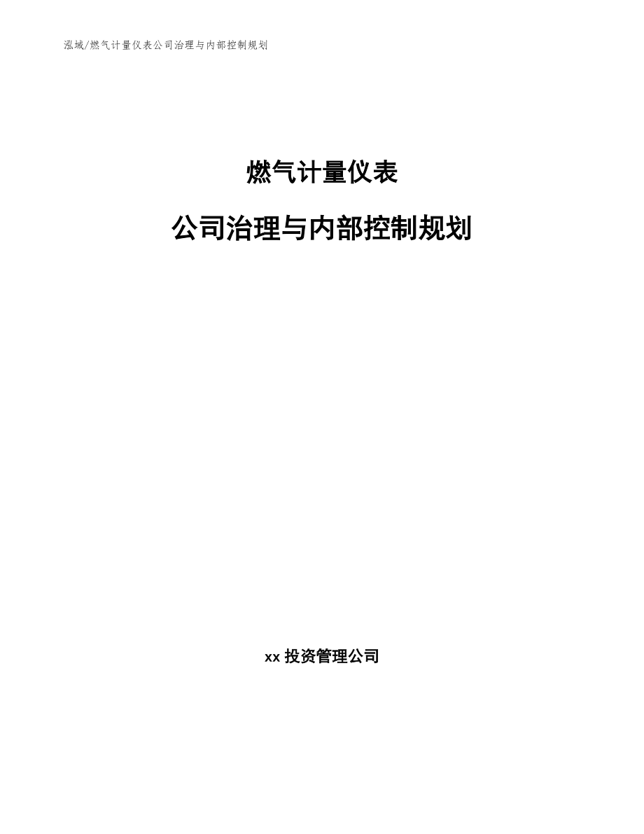 燃气计量仪表公司治理与内部控制规划_第1页