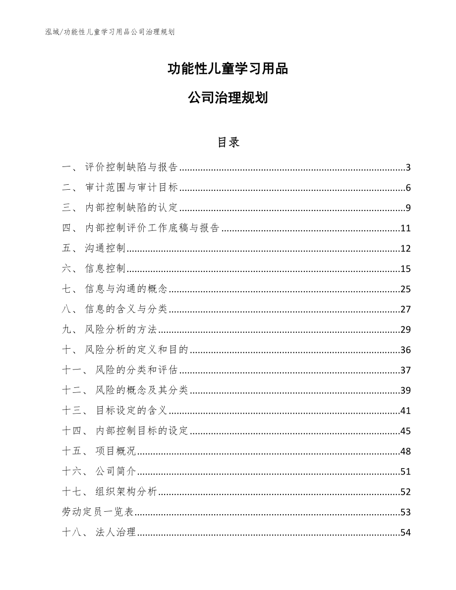 功能性儿童学习用品公司治理规划_第1页