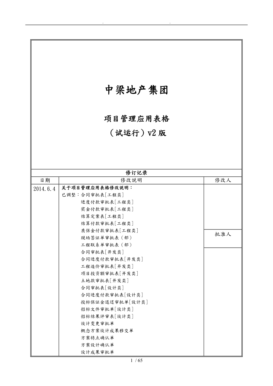 某管理中心项目管理应用表格模板_第1页