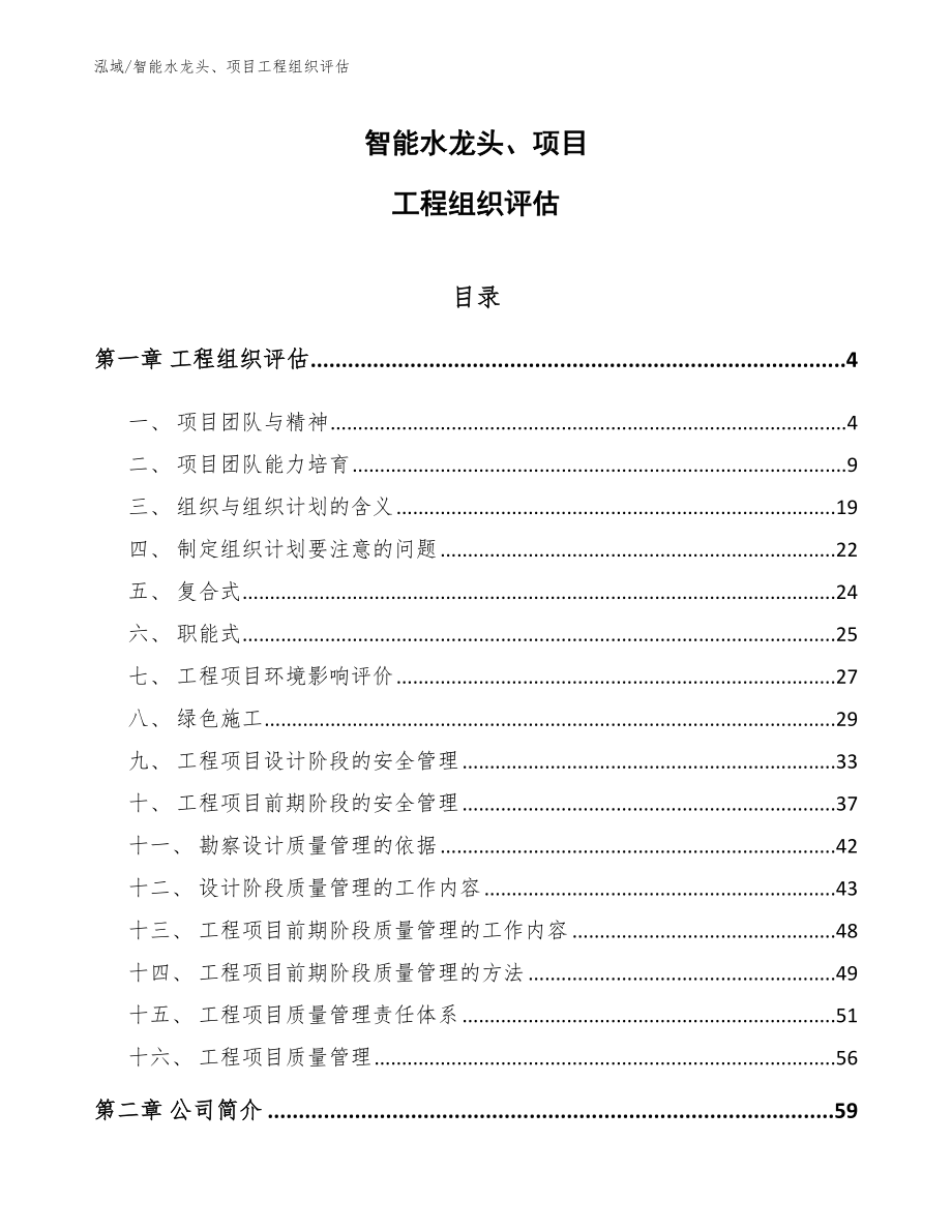 智能水龙头、项目工程组织评估_第1页