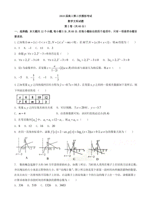 湖南省湘潭市高考第三次模拟考试数学试题(文)有答案