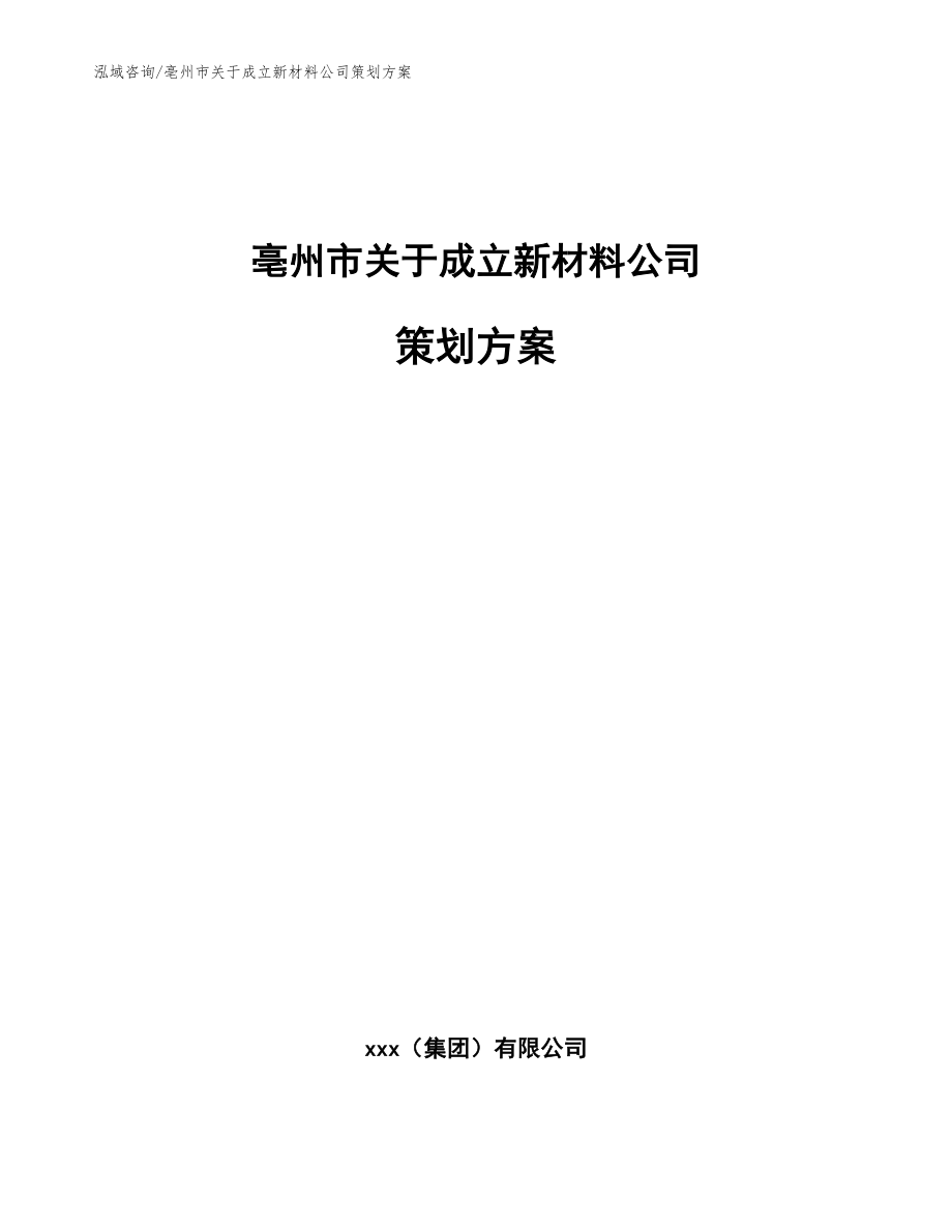 亳州市关于成立新材料公司策划方案_第1页