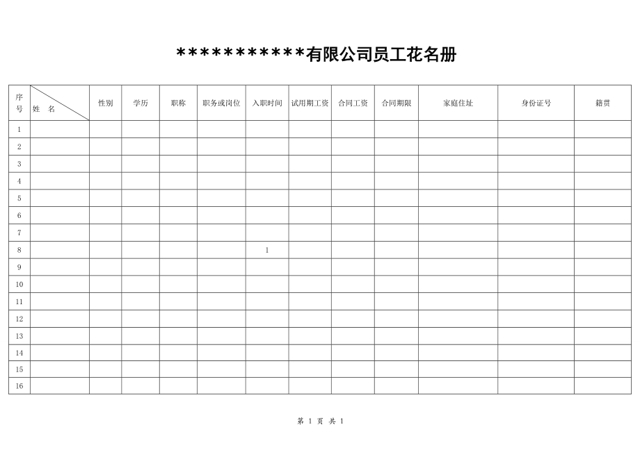 员工花名册模板_第1页