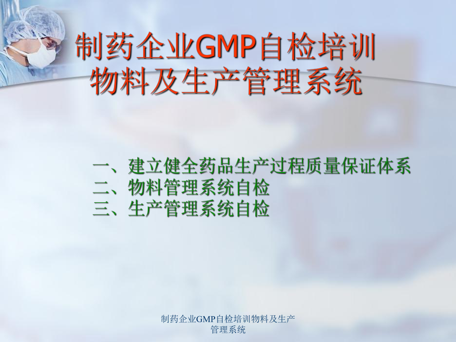 制药企业GMP自检培训物料及生产管理系统课件_第1页