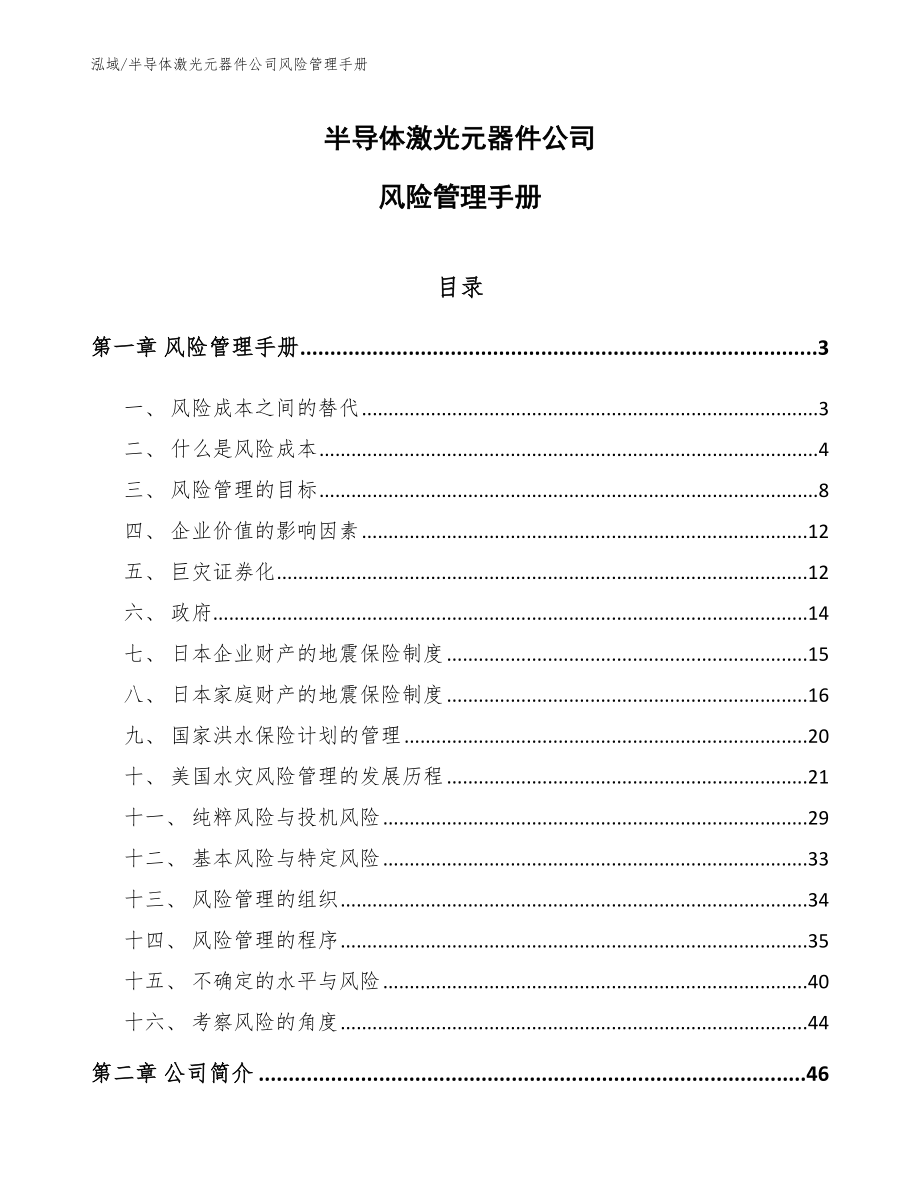 半导体激光元器件公司风险管理手册_第1页