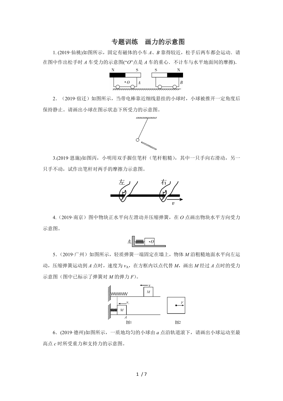 2020中考物理考前突击重点专题训练画力的示意图_第1页