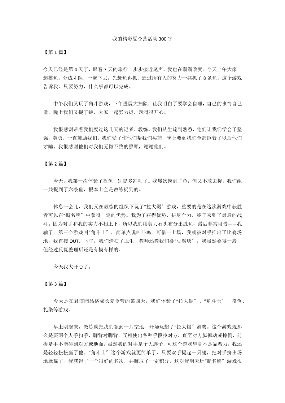 我的精彩夏令营活动300字_第1页