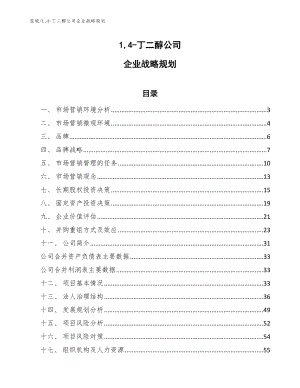 1,4-丁二醇公司企业战略规划_参考