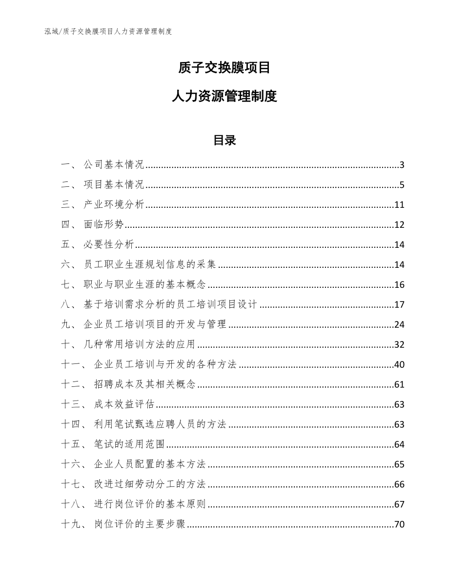 质子交换膜项目人力资源管理制度_第1页