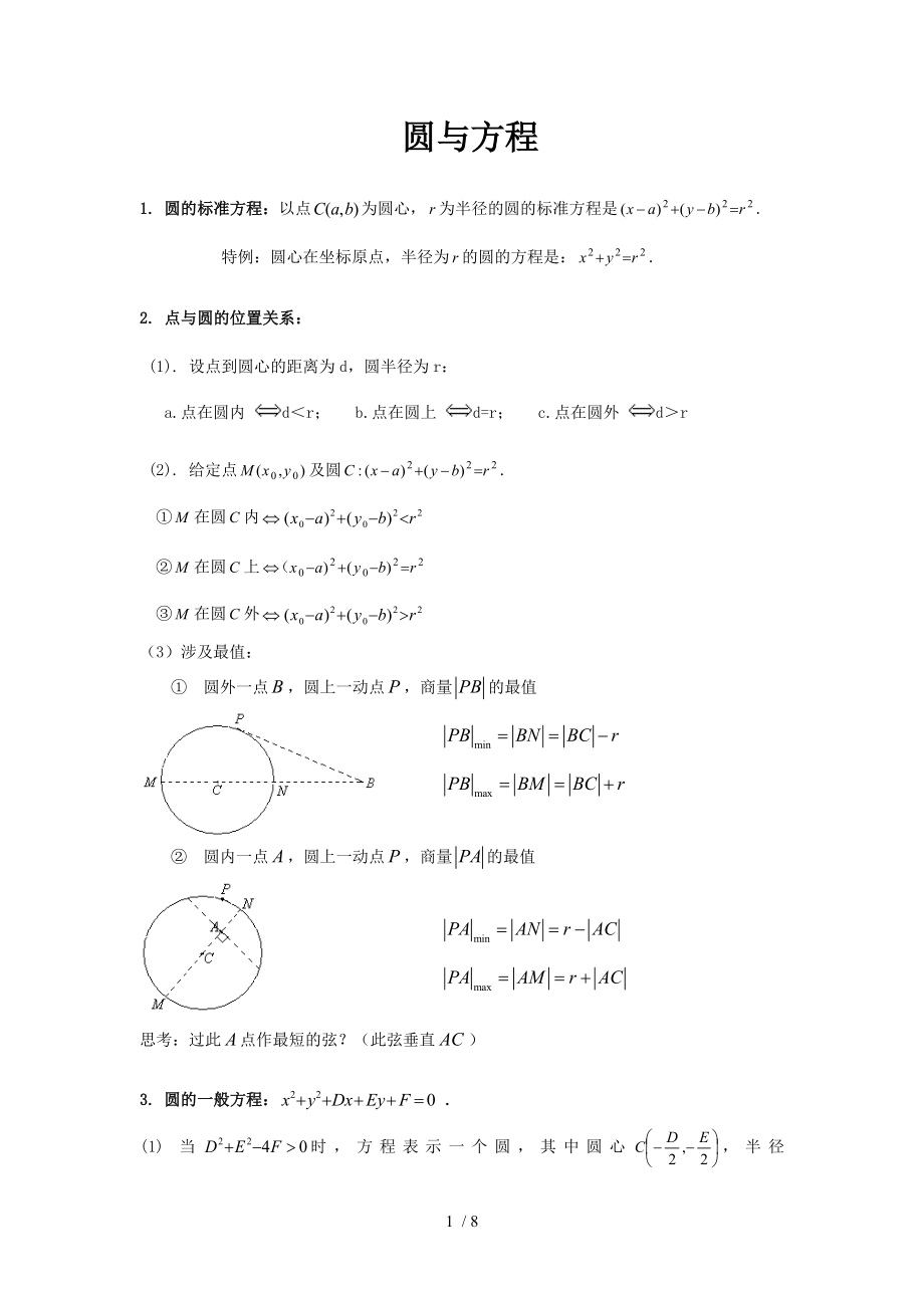 圆方程知识点总结典型例题_第1页