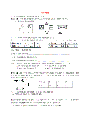 廣東省深圳市中考物理專題復(fù)習(xí) 電學(xué)實驗練習(xí)一（無答案）