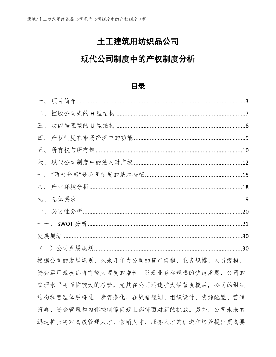 土工建筑用纺织品公司现代公司制度中的产权制度分析_第1页