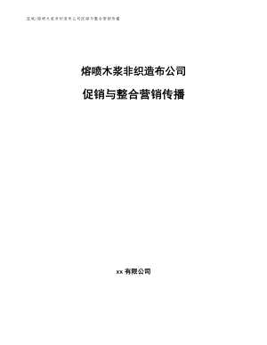 熔喷木浆非织造布公司促销与整合营销传播