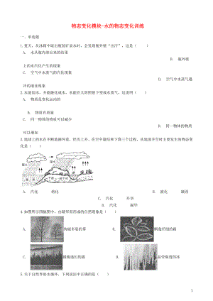 2018-2019學(xué)年中考物理 物態(tài)變化模塊 水的物態(tài)變化訓(xùn)練（含解析） 滬科版