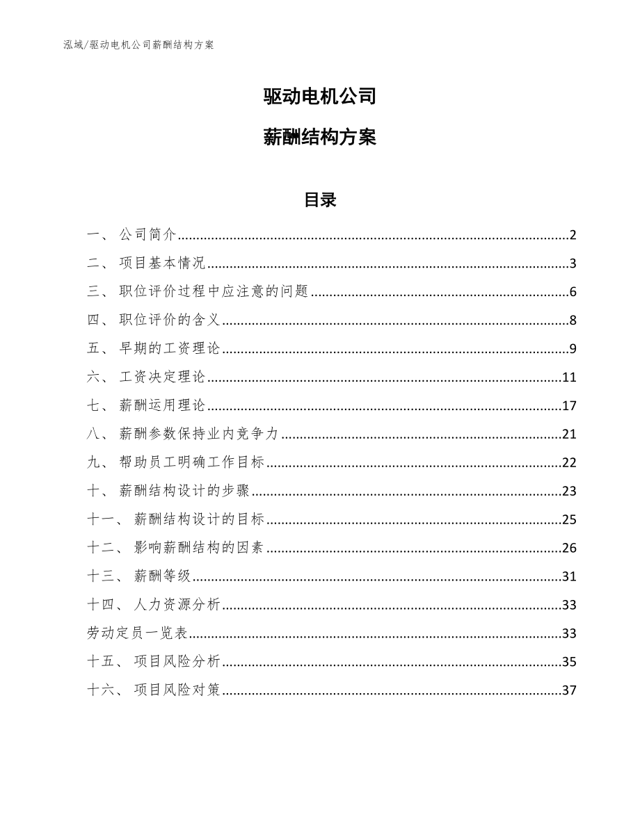 驱动电机公司薪酬结构方案（参考）_第1页