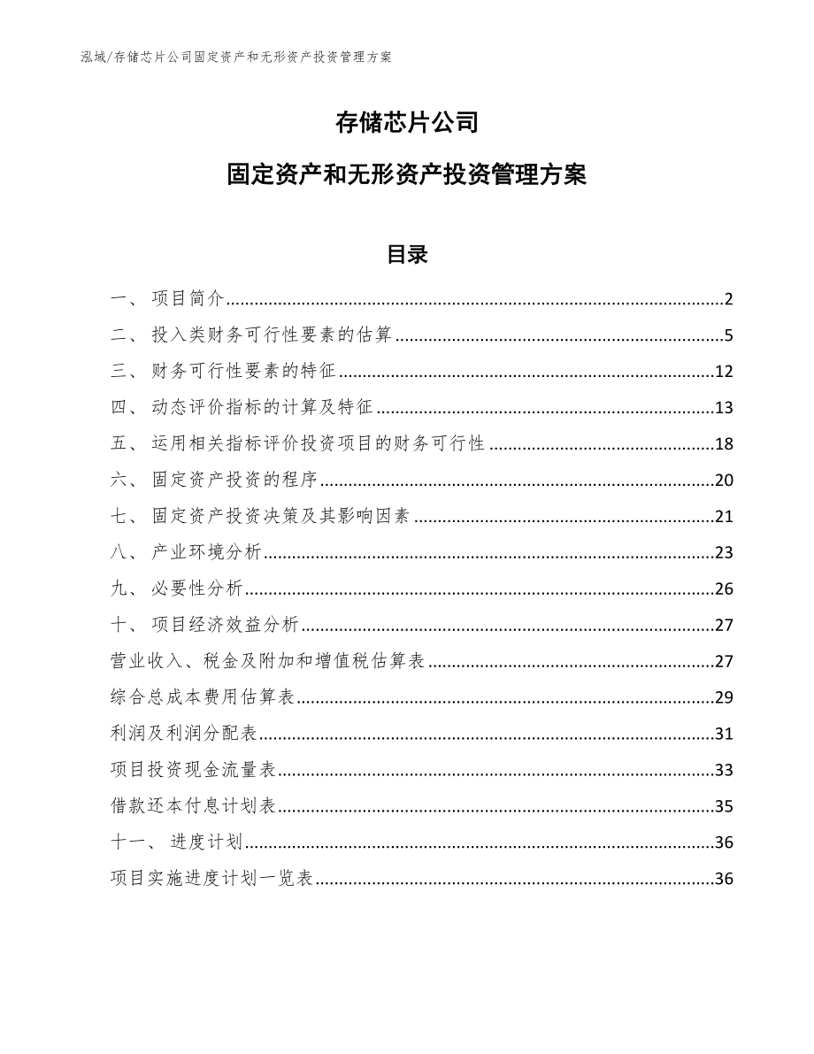 存储芯片公司固定资产和无形资产投资管理方案【范文】_第1页