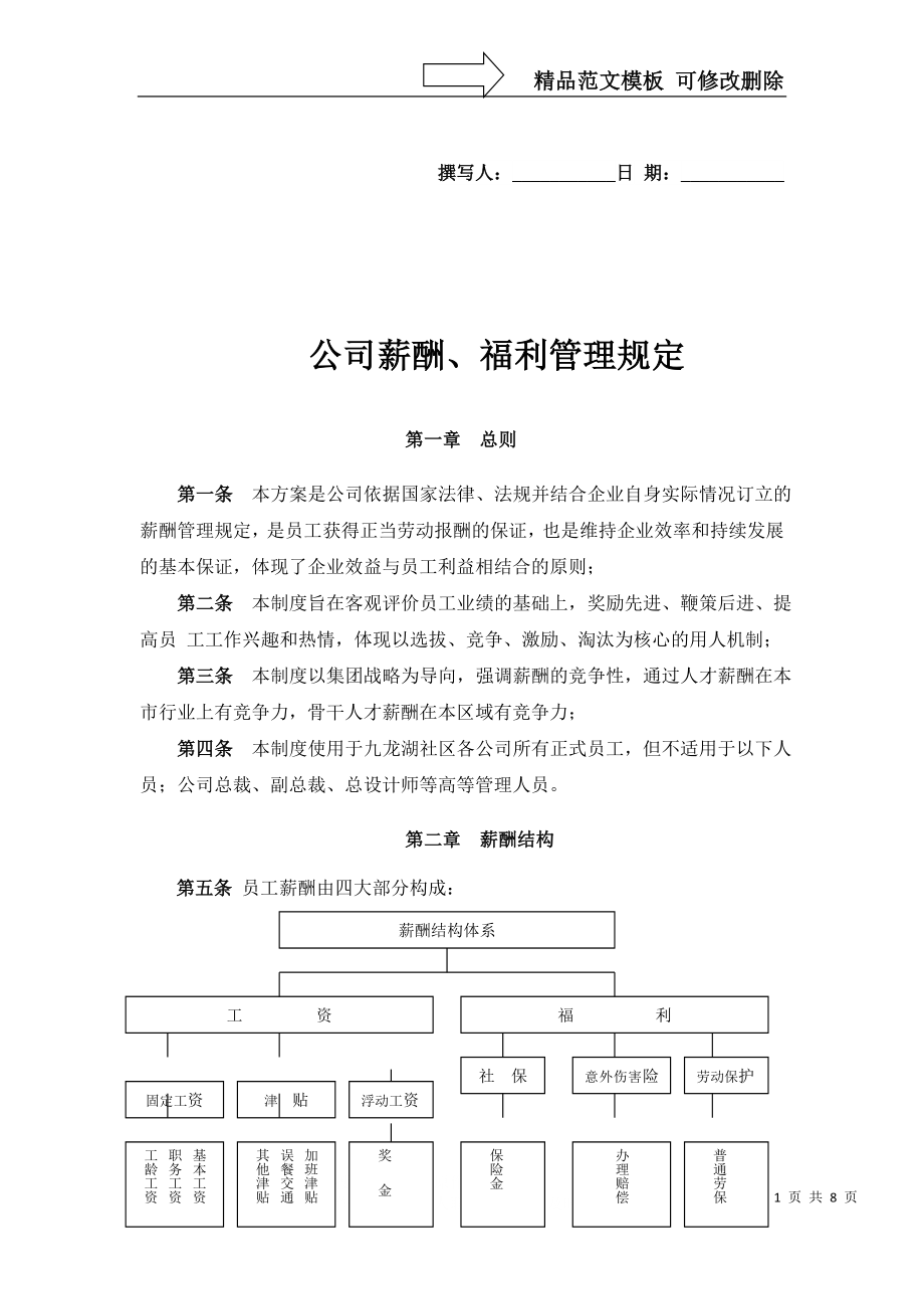 九龍湖社區(qū)《薪酬、福利管理規(guī)定》_第1頁(yè)