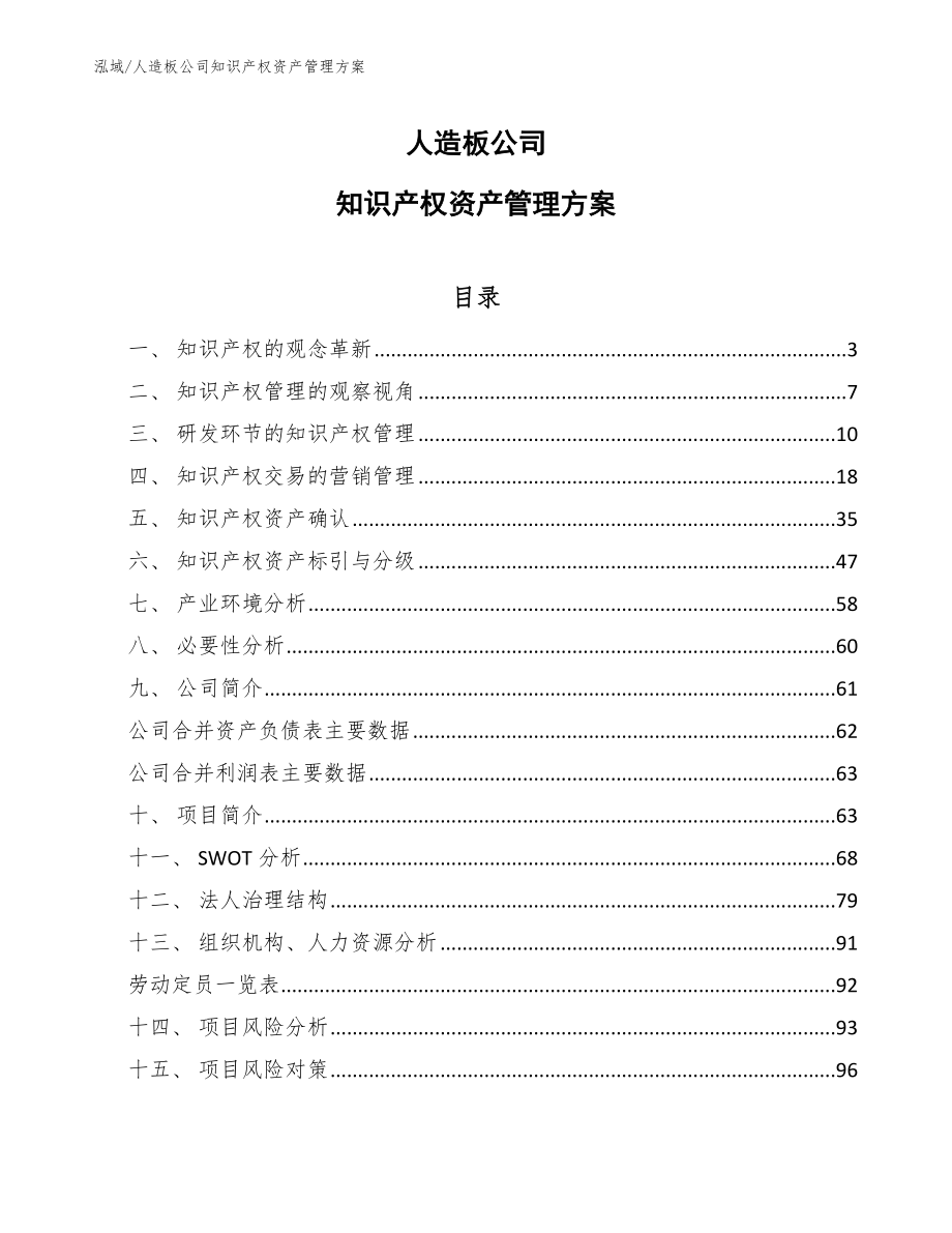 人造板公司知识产权资产管理方案_第1页