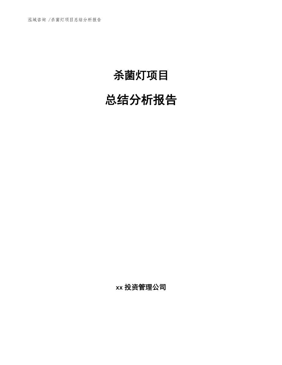 杀菌灯项目总结分析报告（参考模板）_第1页