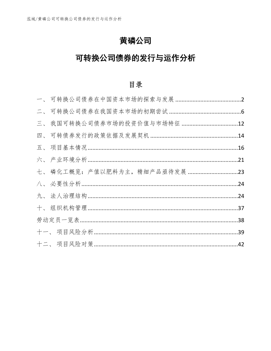 黄磷公司可转换公司债券的发行与运作分析【范文】_第1页