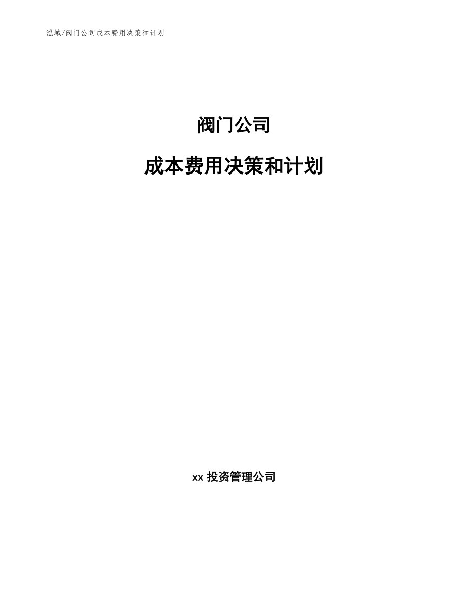 阀门公司成本费用决策和计划_第1页