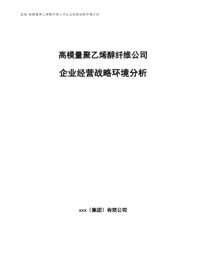 高模量聚乙烯醇纤维公司企业经营战略环境分析