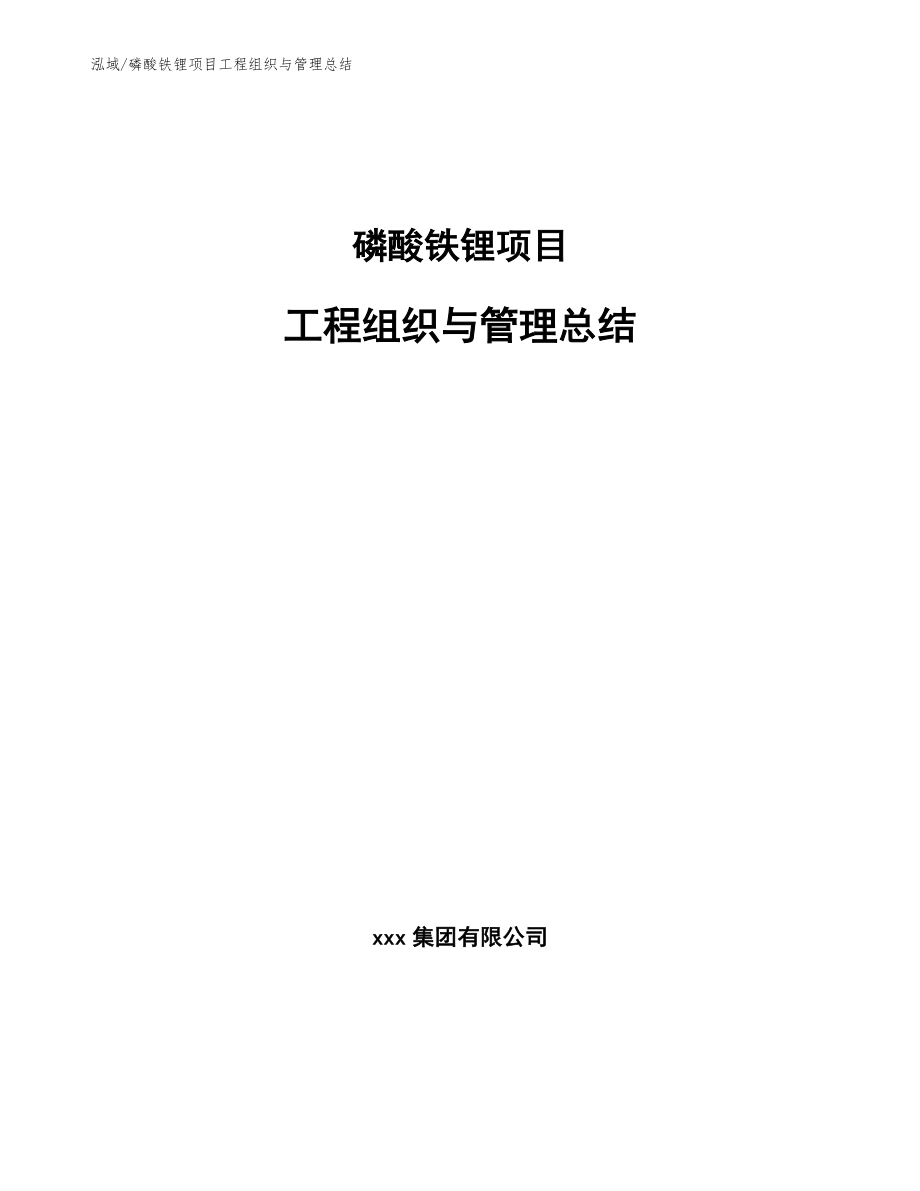 磷酸铁锂项目工程组织与管理总结_范文_第1页
