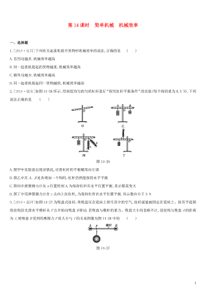 （呼和浩特專用）2019中考物理高分一輪 第14單元 簡單機械 機械效率習(xí)題