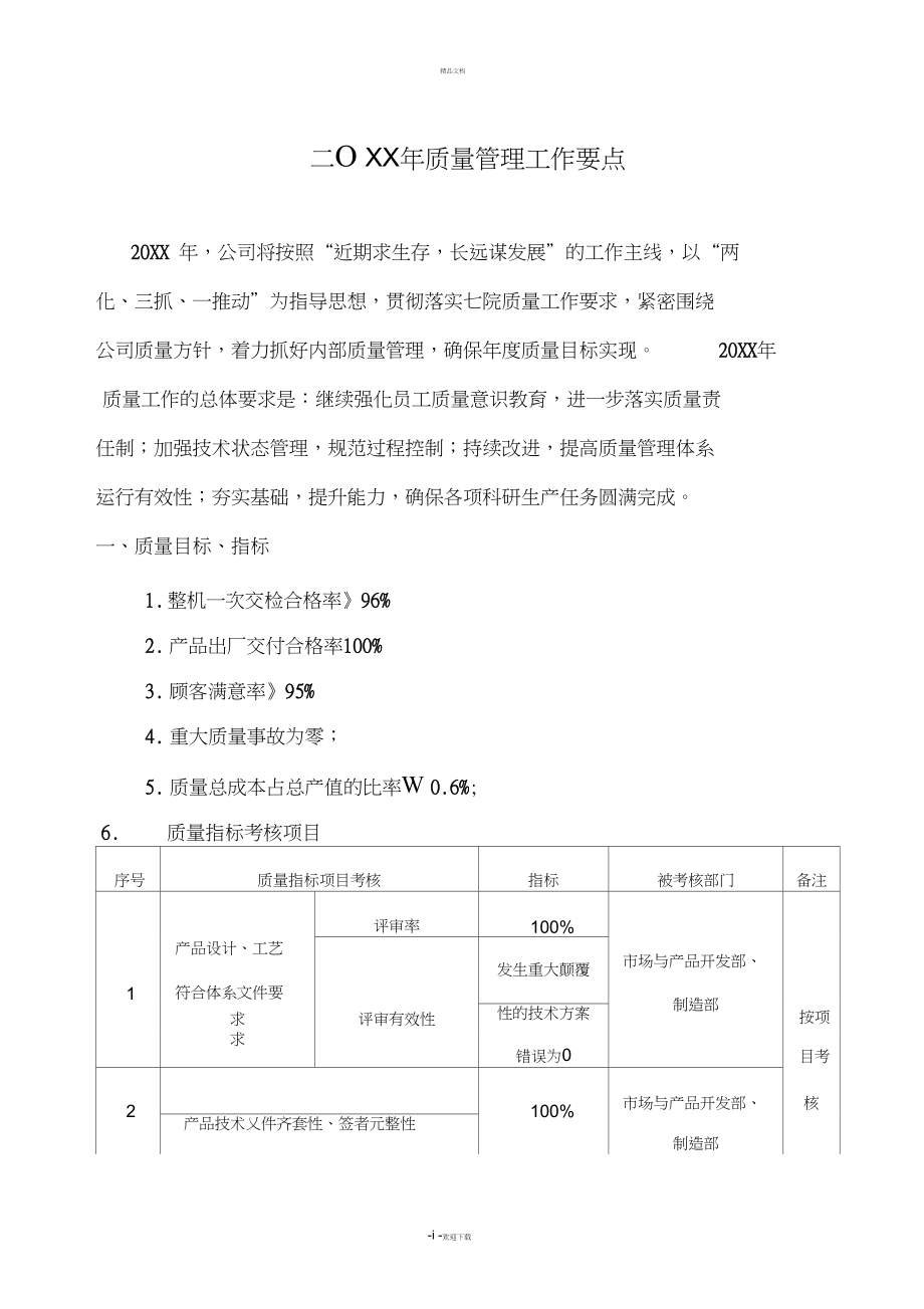 质量管理工作要点_第1页