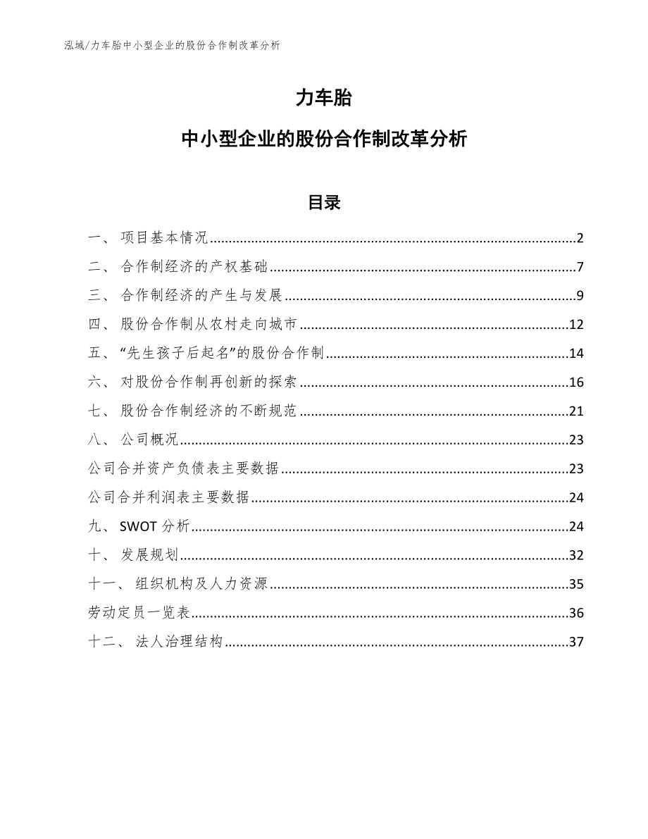 力车胎中小型企业的股份合作制改革分析【参考】_第1页