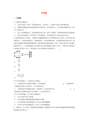 備戰(zhàn)2020中考物理二輪專題鞏固練習(xí) 聲現(xiàn)象（含解析） 新人教版