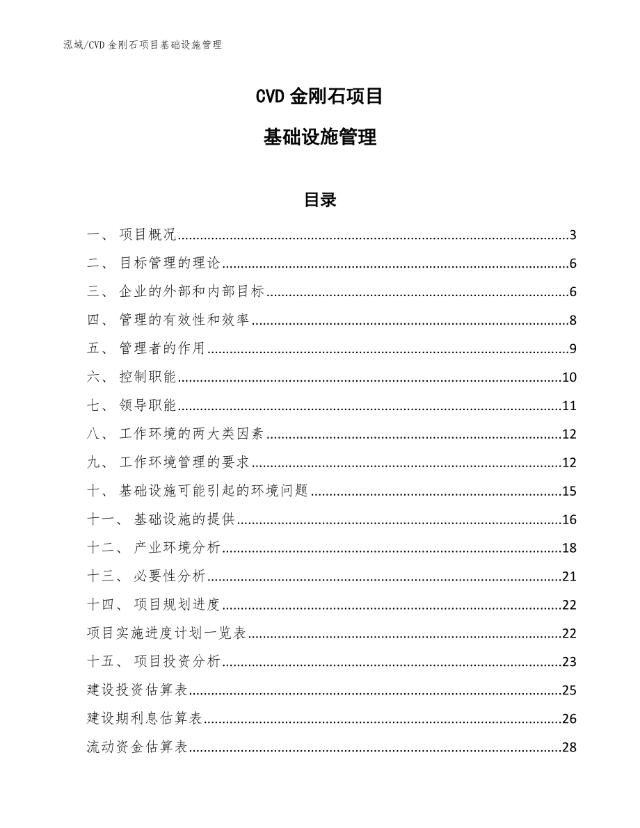 CVD金刚石项目基础设施管理_第1页