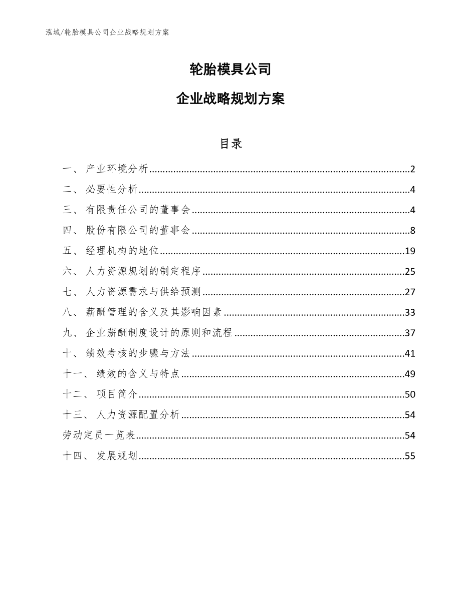 轮胎模具公司企业战略规划方案_参考_第1页