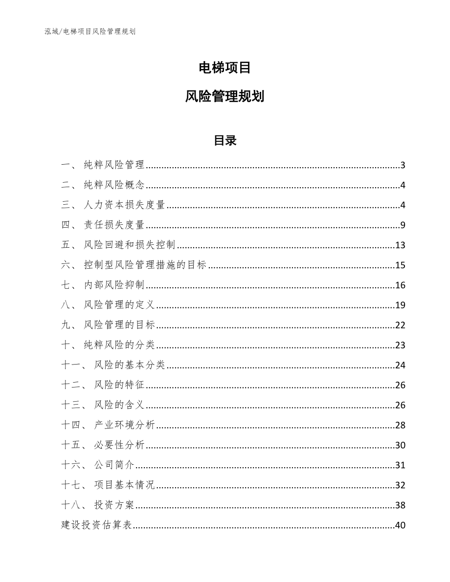 电梯项目风险管理规划_第1页