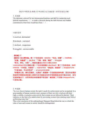 2022年考博英语-湘潭大学考前提分综合测验卷（附带答案及详解）套卷82