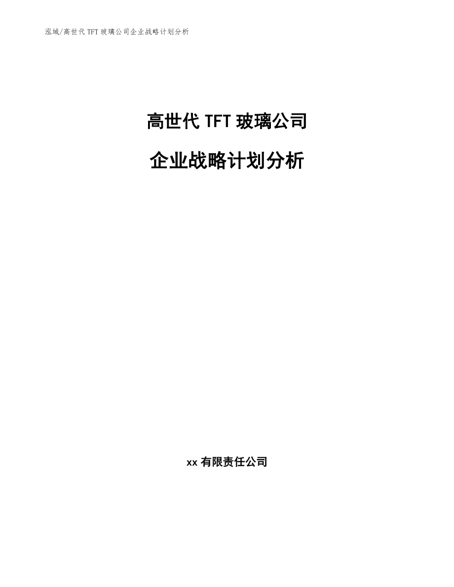 高世代TFT玻璃公司企业战略计划分析（范文）_第1页