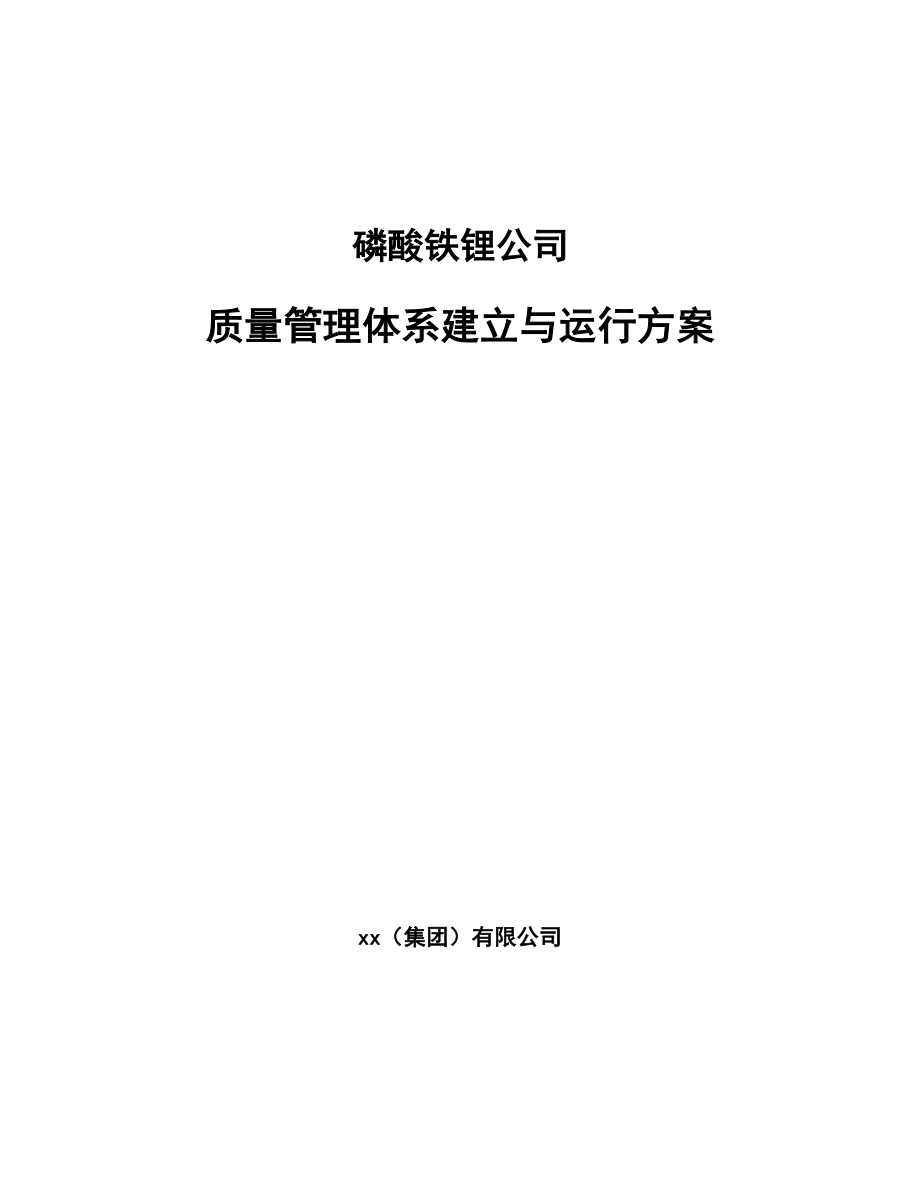 磷酸铁锂公司质量管理体系建立与运行方案_范文_第1页