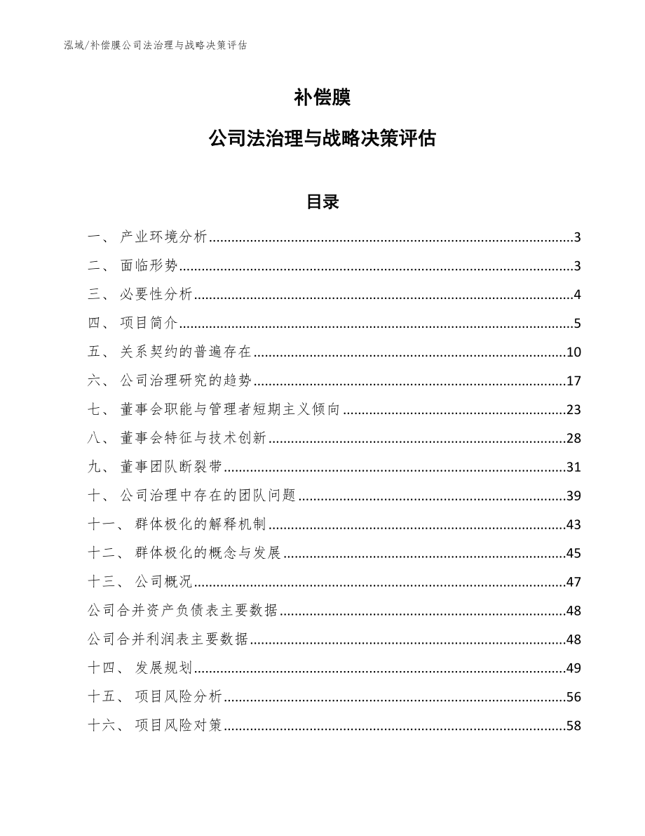 补偿膜公司法治理与战略决策评估_参考_第1页