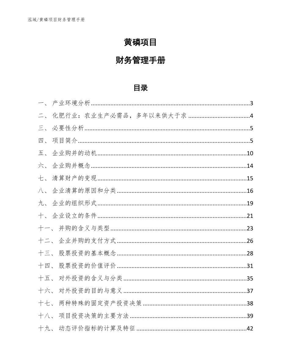 黄磷项目财务管理手册【范文】_第1页