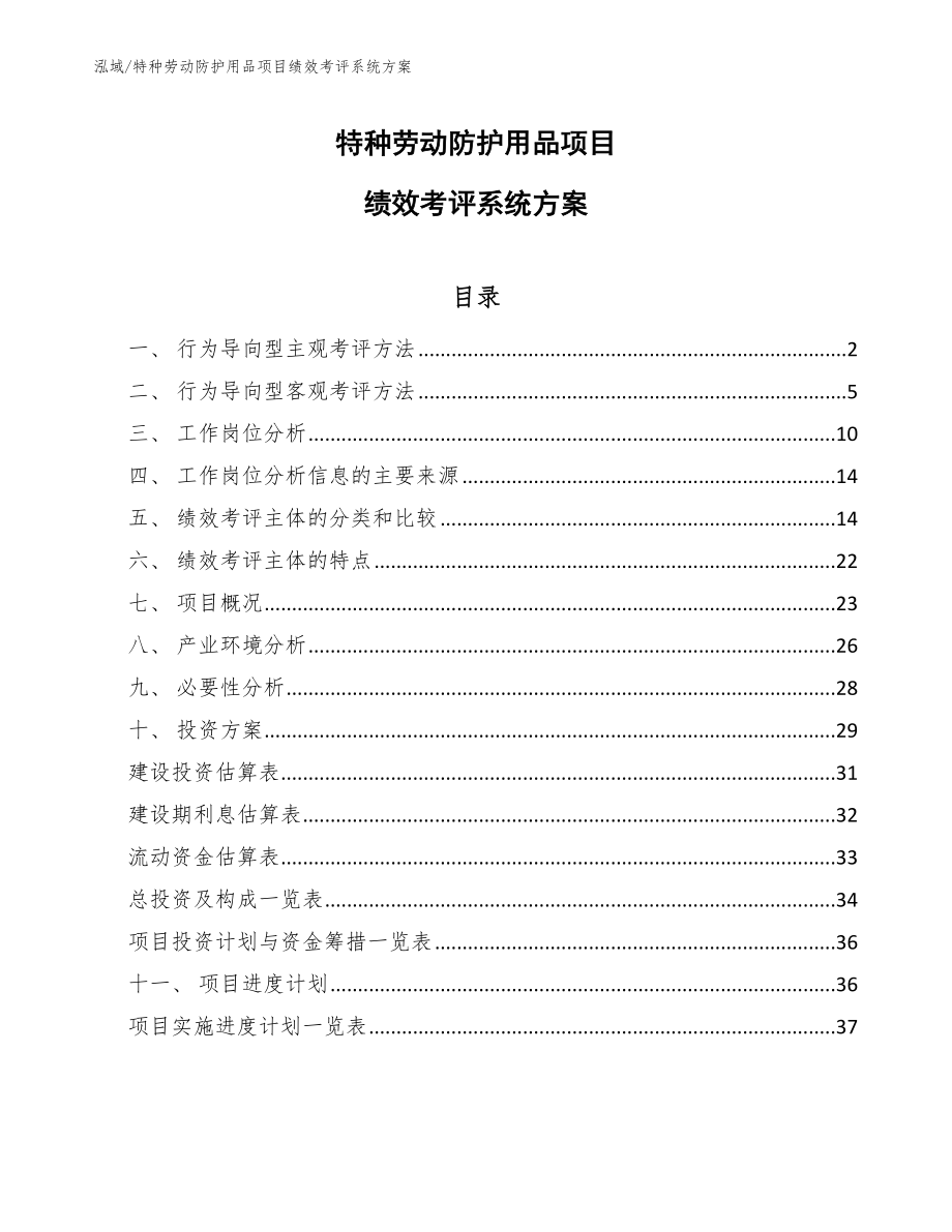 特种劳动防护用品项目绩效考评系统方案（参考）_第1页