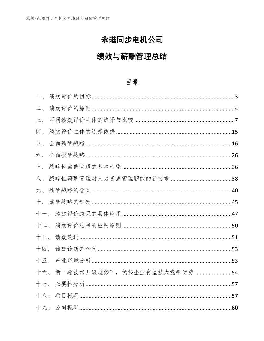 永磁同步电机公司绩效与薪酬管理总结_范文_第1页