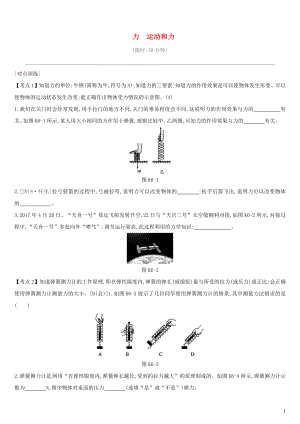 （安徽專用）2019中考物理高分一輪 第06單元 力 運(yùn)動和力課時訓(xùn)練