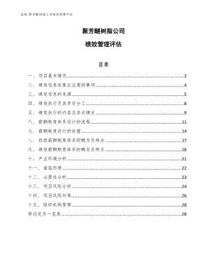 聚芳醚树脂公司绩效管理评估【范文】