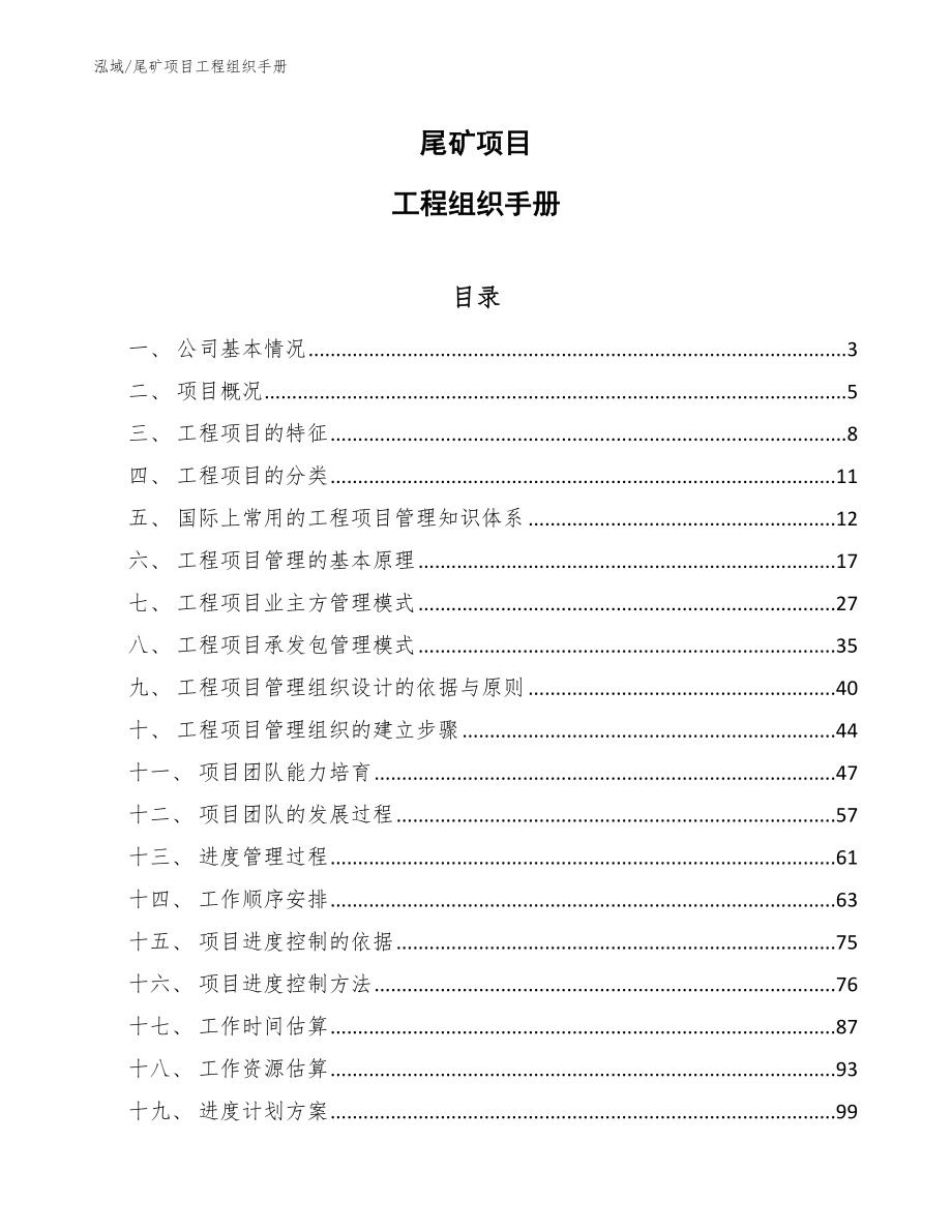 尾矿项目工程组织手册【参考】_第1页