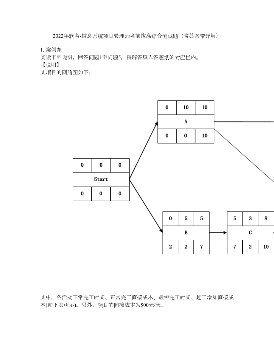 2022年软考-信息系统项目管理师考前拔高综合测试题（含答案带详解）第30期_第1页