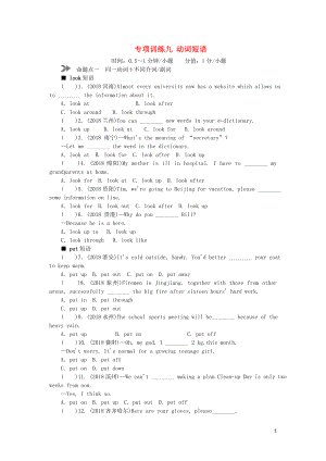 2018年中考英語(yǔ)真題分類匯編 題型1 單項(xiàng)選擇 專項(xiàng)訓(xùn)練九 動(dòng)詞短語(yǔ)（含解析）