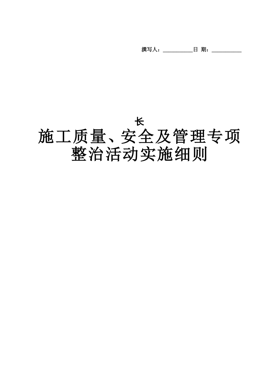 施工质量、安全及管理专项整治活动实施细则_第1页